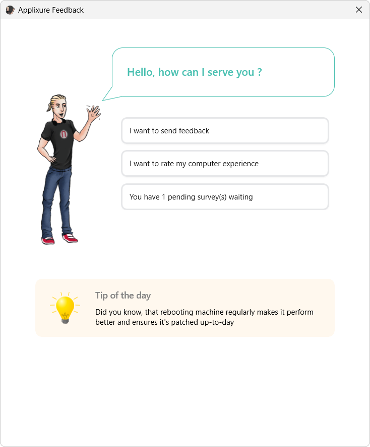 Feedback Client home screen