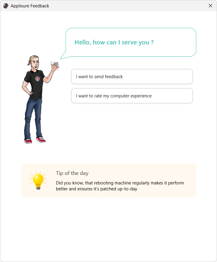 Feedback Client home screen